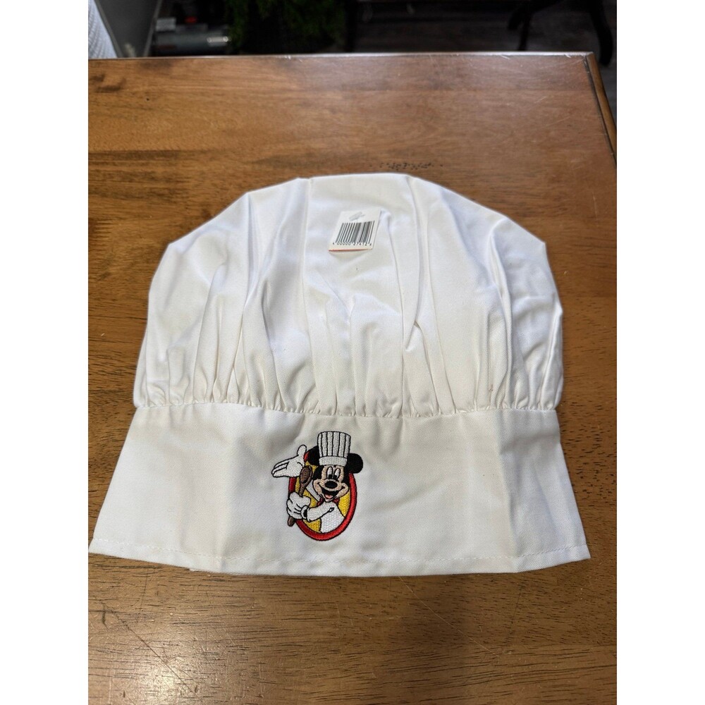 Disney Parks Gourmet Chef Mickey Mouse Cap in white with an adjustable closure.